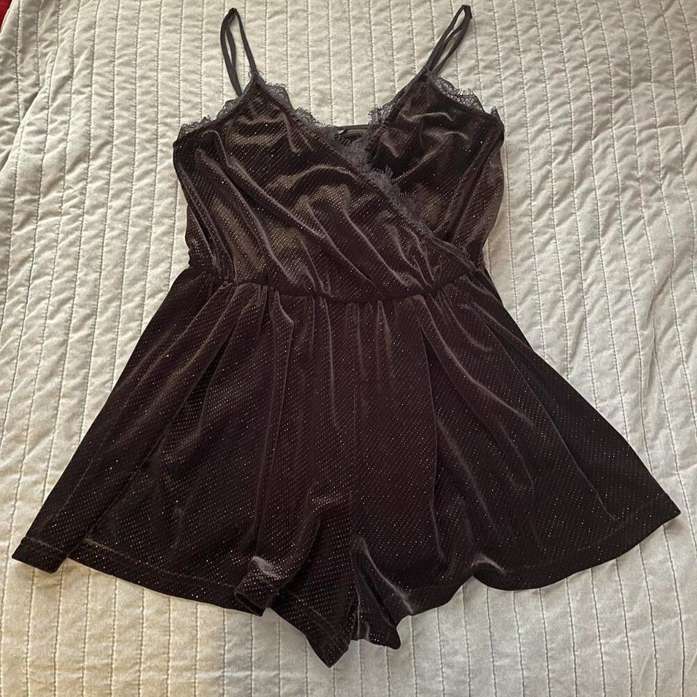 Topshop Women's Black and Silver Playsuit-romper